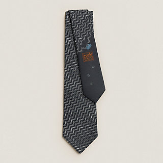 シルクタイ 7 cm 《クラブ・デシェネ》 - ブラック | Hermès